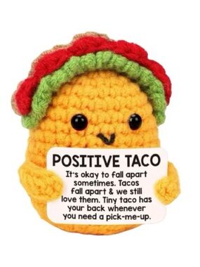 NWT Crochet Positive Taco Emotional Support Gift Funny Desk Decor w Card